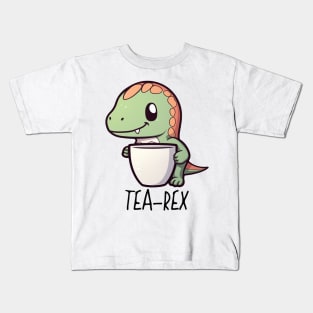Cute Funny "Tea-Rex" Dinosaur Drawing Kids T-Shirt